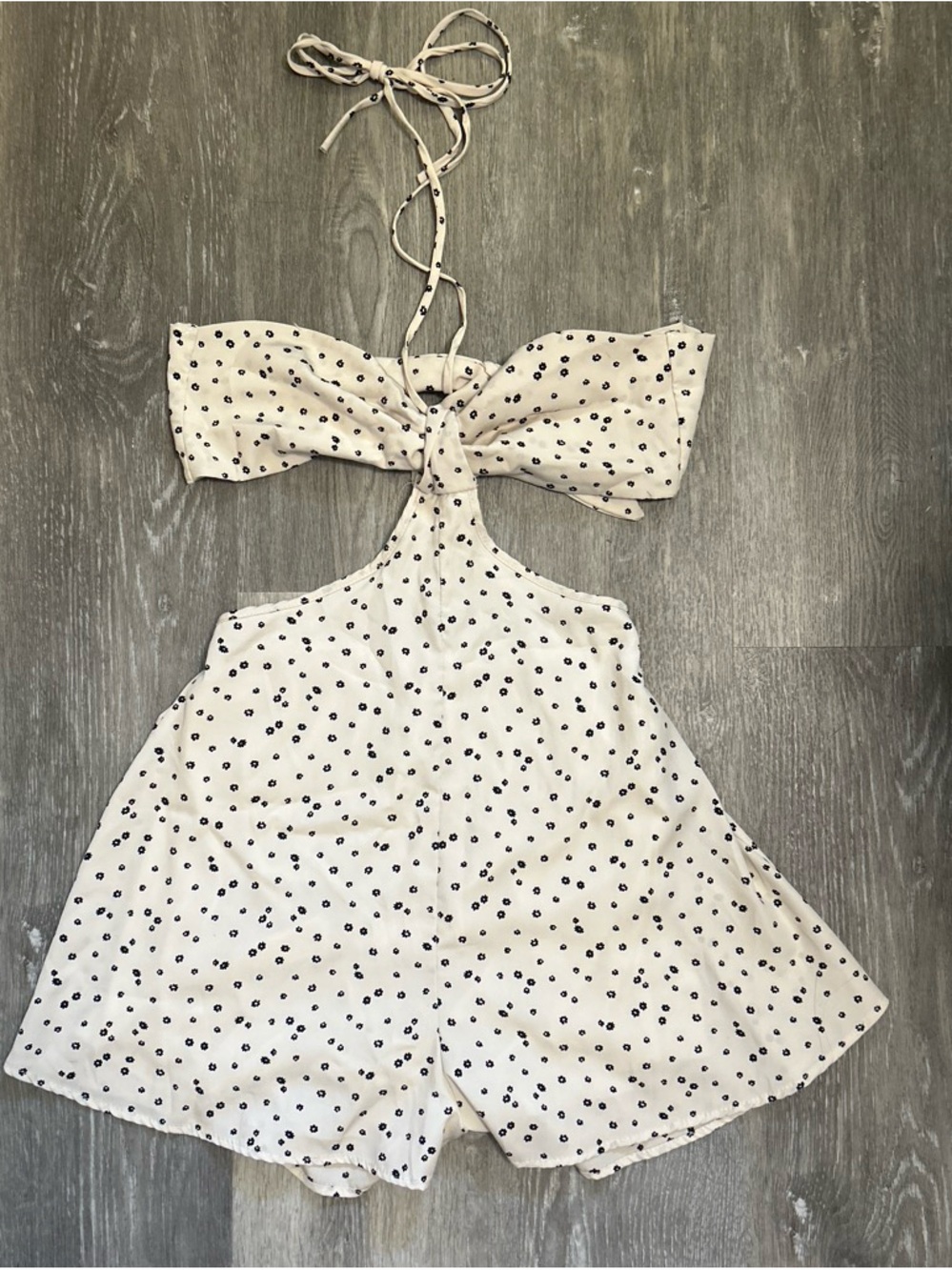 mahina Cream Dress with Black Floral Dots